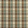 Fine-Line 54 in. Wide Teal, Brown And Cream Checkered Silk Satin Upholstery Fabric FI2935132